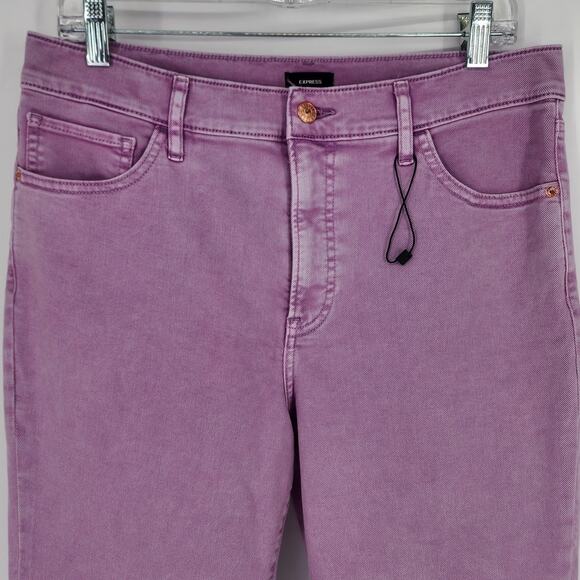 Express Conscious Edit Cropped Flare High Rise Jeans Lavender Women’s Size 10R - Picture 3 of 10